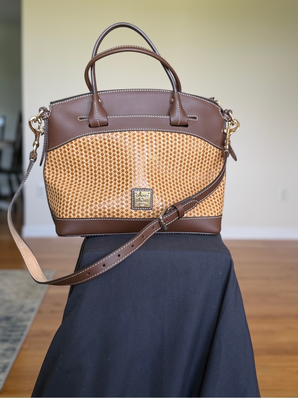 Dooney & Bourke Brown and Tan Woven Dome Satchel